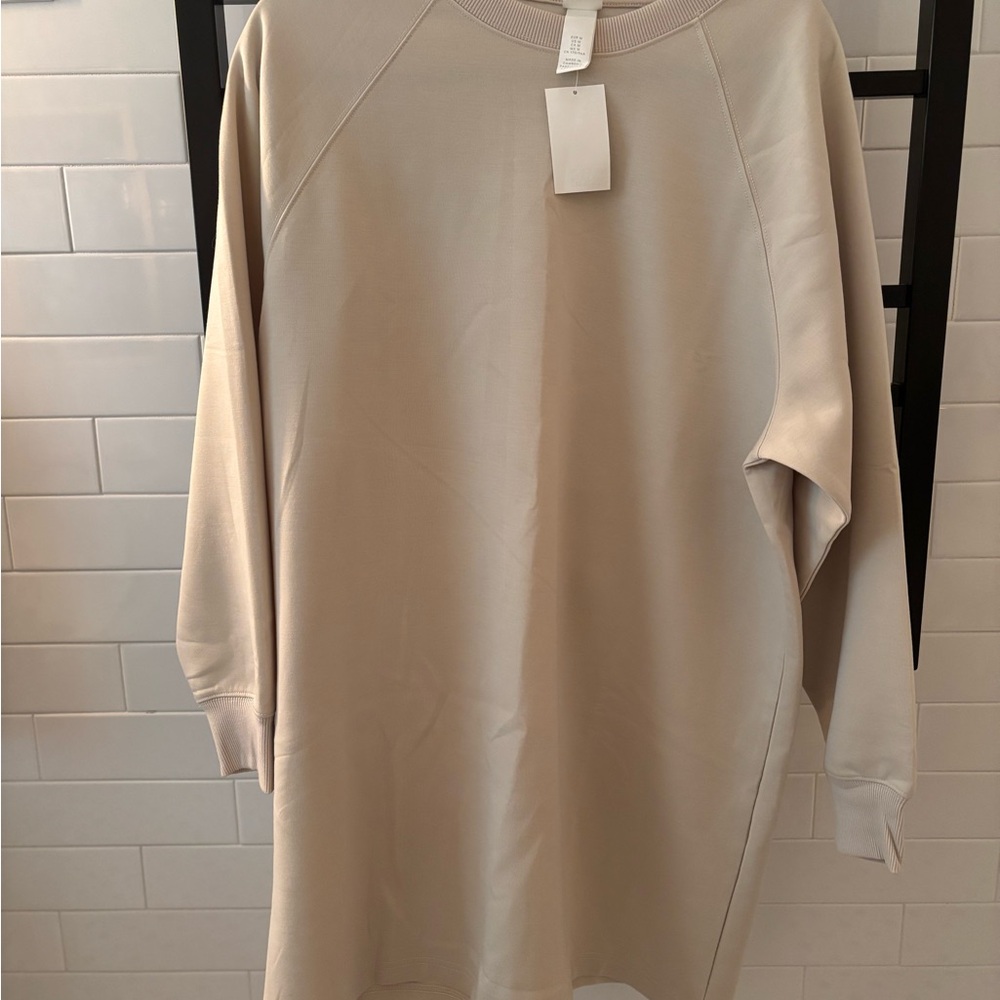 H&M Crewneck Sweater Dress in Light Beige